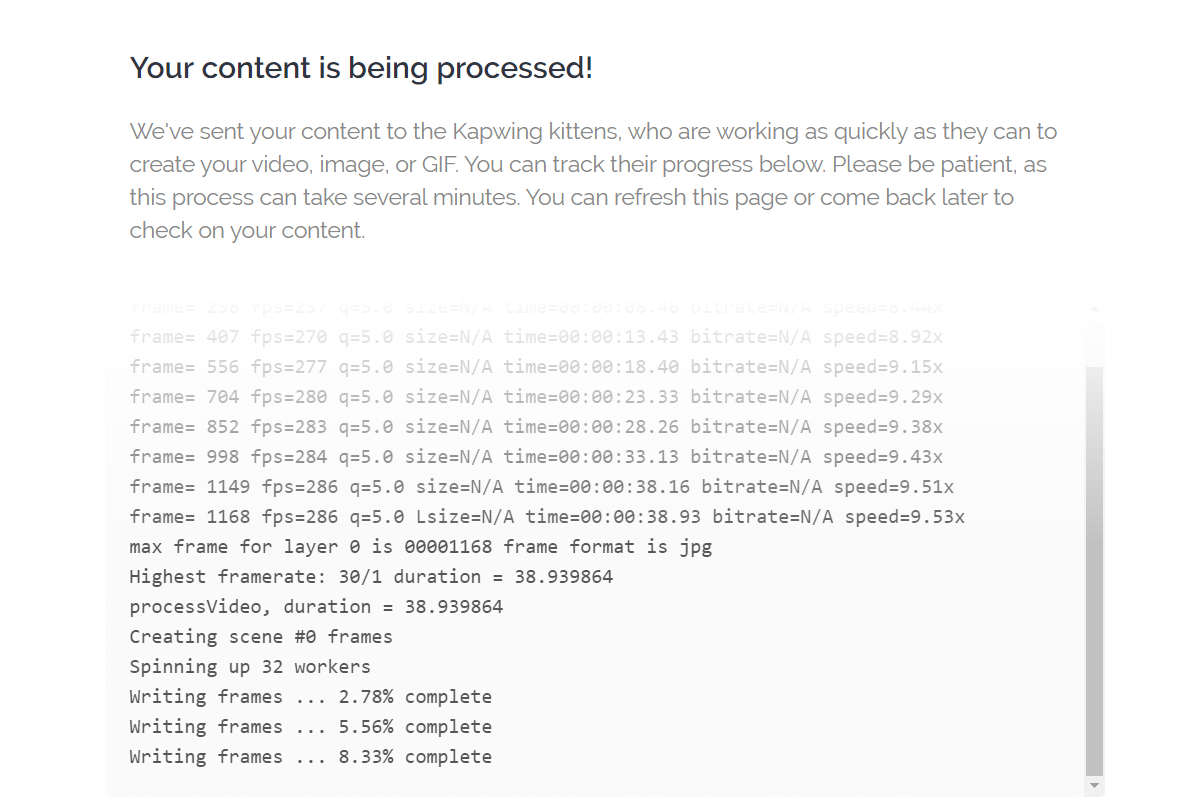 Your Content is Being Processed Screen