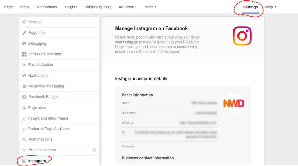 Manage Instagram on Facebook Page