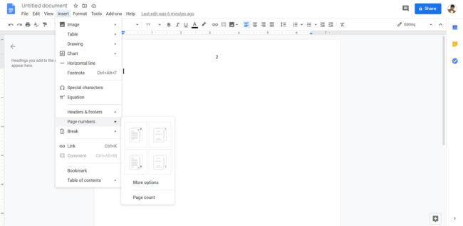 How to Put Page Numbers in Google Docs